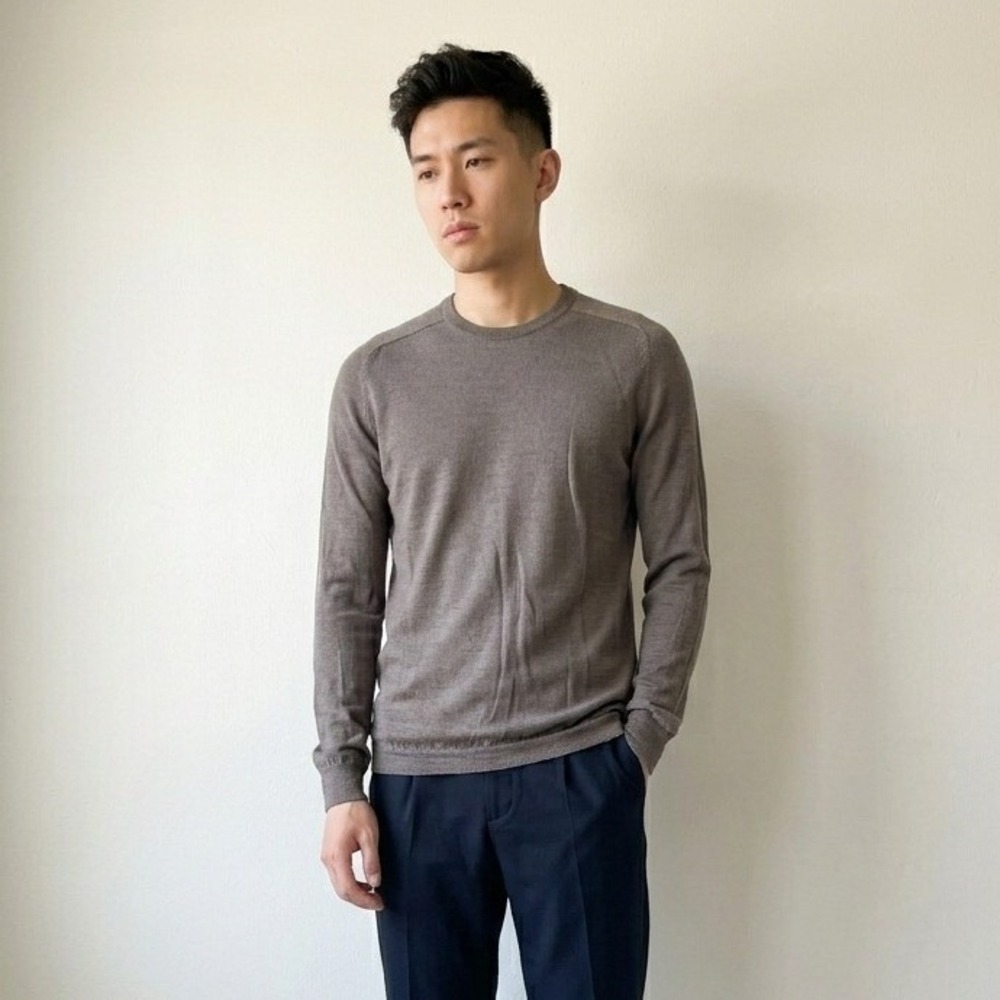 Vintage Adidas SLVR Mens Sweater Large Taupe Crewneck Wool Minimalist Gorpcore‎